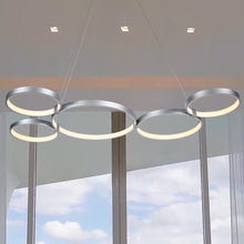Load image into Gallery viewer, Integrated LED Chandelier Height Adjustable Multi-Ring Pendant Light in Silver