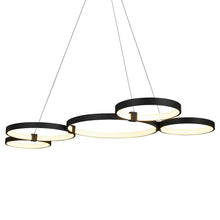 Load image into Gallery viewer, Integrated LED Chandelier Height Adjustable Multi-Ring Pendant Light in Black