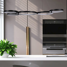 Load image into Gallery viewer, Integrated LED Chandelier Height Adjustable Multi-Ring Pendant Light in Black