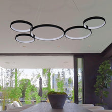 Load image into Gallery viewer, Integrated LED Chandelier Height Adjustable Multi-Ring Pendant Light in Black