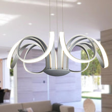 Load image into Gallery viewer, Integrated LED Chandelier Height Adjustable Flower-Petal Pendant Light in Silver