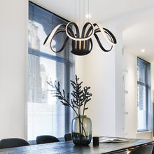 Load image into Gallery viewer, Integrated LED Chandelier Height Adjustable Flower-Petal Pendant Light in Black