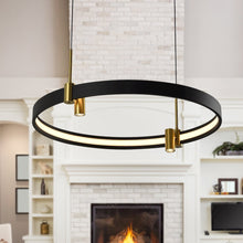 Load image into Gallery viewer, 100-277V Pendant Light Height Adjustable Integrated LED Black Chandelier