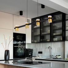 Load image into Gallery viewer, 4-Light Pendant Lighting Height Adjustable Integrated LED Black Chandelier