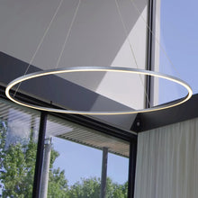 Load image into Gallery viewer, Integrated LED Chandelier Height Adjustable Circular Pendant Light in Silver