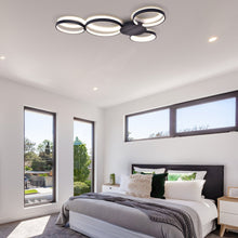 Load image into Gallery viewer, Integrated LED Ceiling Lighting Modern Multi-Ring Semi Flush in Black