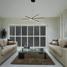 Load image into Gallery viewer, 3-Light Integrated LED Pendant Lighting Height Adjustable Chandelier in Black