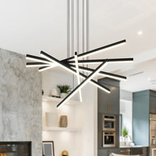 Load image into Gallery viewer, 6-Light Integrated LED Pendant Lighting Height Adjustable Chandelier in Black