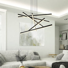 Load image into Gallery viewer, 6-Light Integrated LED Pendant Lighting Height Adjustable Chandelier in Black