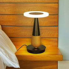 Load image into Gallery viewer, Height Integrated LED Table Lamp in Plated Black Wood Finish