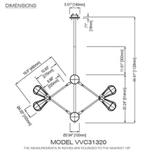 Load image into Gallery viewer, Multi-Pivoting-Arm Chandelier Lighting with LED Filament Bulbs in Matt Black