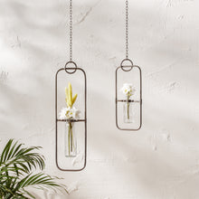 Load image into Gallery viewer, Hanging Bottle Vase in Metal Frame (Set of 2)