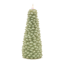 Load image into Gallery viewer, Glittered Pine Tree Candle 10"H