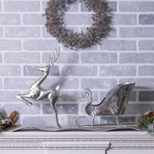 Load image into Gallery viewer, Hammered Metal Reindeer with Sleigh 25.5"L