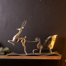 Load image into Gallery viewer, Hammered Metal Reindeer with Sleigh 25.5"L