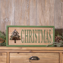 Load image into Gallery viewer, Wood Framed Christmas Bell Sign 18"L
