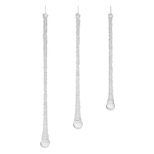 Load image into Gallery viewer, Clear Beaded Glass Icicle Drop Ornament (Set of 6)
