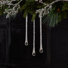 Load image into Gallery viewer, Clear Beaded Glass Icicle Drop Ornament (Set of 6)