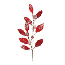 Load image into Gallery viewer, Beaded Red Leaf Stem (Set of 2)