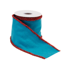Load image into Gallery viewer, Blue Wool and Red Wired Ribbon (Set of 2)