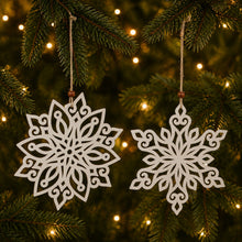 Load image into Gallery viewer, Wood Cut-Out Snowflake Ornament (Set of 24)