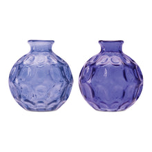 Load image into Gallery viewer, Blue Bubble Glass Bud Vase (Set of 2)