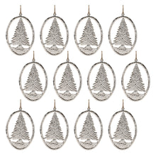 Load image into Gallery viewer, Etched Metal Pine Tree Ornament (Set of 12)