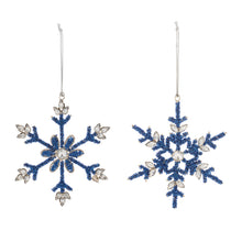 Load image into Gallery viewer, Beaded Metal Snowflake Ornament (Set of 12)