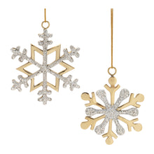 Load image into Gallery viewer, Jeweled Metal Snowflake Ornament (Set of 2)