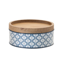 Load image into Gallery viewer, Metal Patterned Canister with Natural Wood Lid (Set of 2)