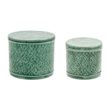 Load image into Gallery viewer, Sage Green Metal Container with Lid (Set of 2)
