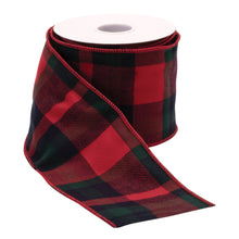 Load image into Gallery viewer, Red and Black Plaid Wired Ribbon (Set of 2)
