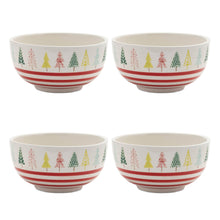 Load image into Gallery viewer, Ceramic Pine Tree Print Bowl (Set of 4)