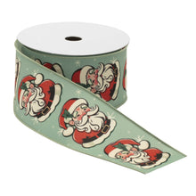 Load image into Gallery viewer, Nostalgic Santa Print Wired Ribbon (Set of 2)