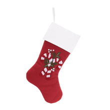 Load image into Gallery viewer, Embroidered Candy Cane Stocking (Set of 2)