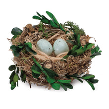 Load image into Gallery viewer, Twig Bird Nest with Eggs and Boxwood Foliage (Set of 12)