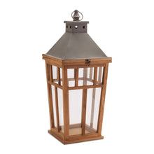 Load image into Gallery viewer, Rustic Wood and Iron Framed Lantern (Set of 2)