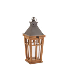 Load image into Gallery viewer, Rustic Wood and Iron Framed Lantern (Set of 2)