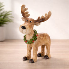 Load image into Gallery viewer, Whimsical Moose with Wreath 9"H
