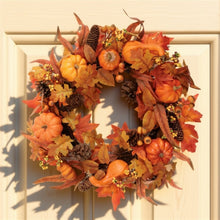Load image into Gallery viewer, Pumpkin & Pinecone Fall Harvest Wreath 24"D