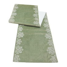 Load image into Gallery viewer, Sage Snowflake Table Runner 72"L