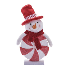 Load image into Gallery viewer, Peppermint Snowman Figurine with Red Hat