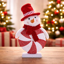 Load image into Gallery viewer, Peppermint Snowman Figurine with Red Hat