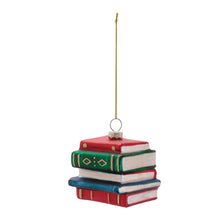 Load image into Gallery viewer, Stacked Books Glass Ornament (Set of 12)