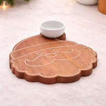 Load image into Gallery viewer, Santa Wood Platter with Ceramic Dip Bowl 12"L
