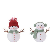 Load image into Gallery viewer, Plush Snowman Figurines with Knit Hats and Scarves (Set of 6)