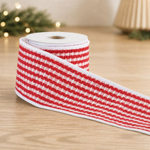 Load image into Gallery viewer, Woven Stripe Wired Cotton Ribbon 4" x 5 Yds.
