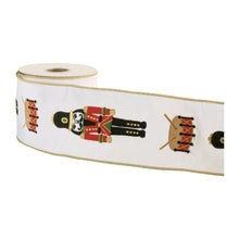 Load image into Gallery viewer, Embroidered Nutcracker Wired Ribbon 4" x 5 Yds.