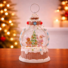 Load image into Gallery viewer, LED Santa & Gingerbread Tree Snow Globe 10"H