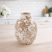 Load image into Gallery viewer, Floral Pattern Ceramic Vase 6.25"H